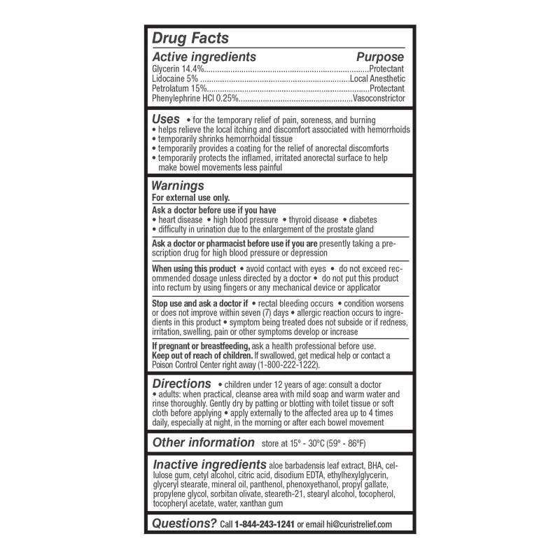 Drug facts label for fissure relief