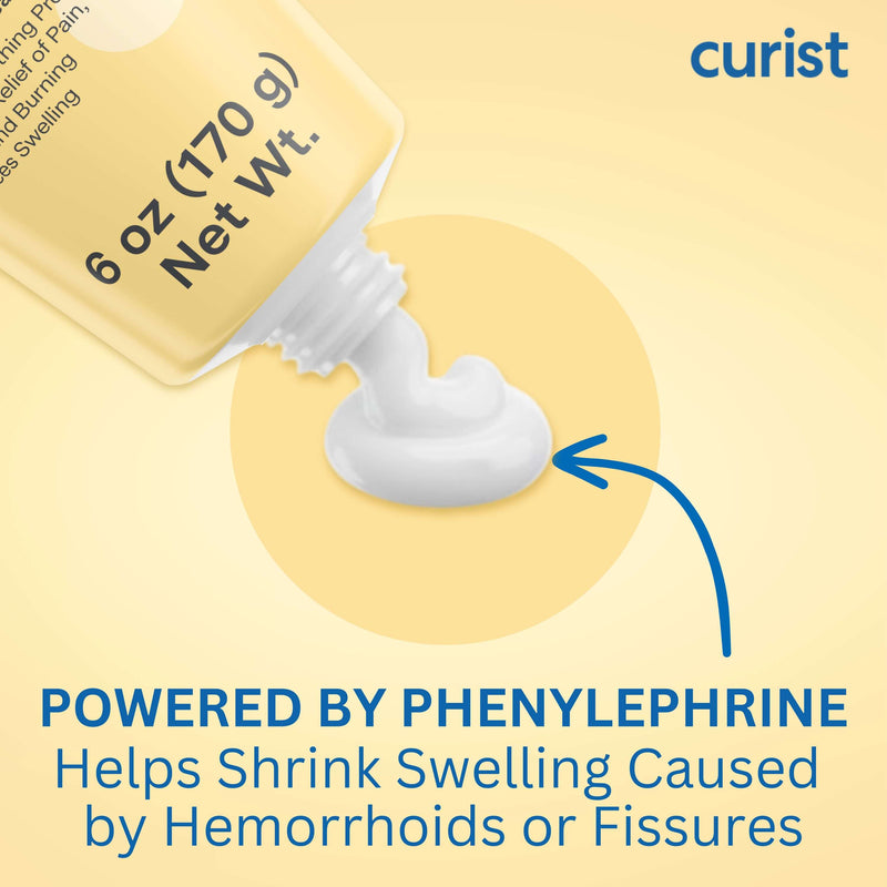 Curist product with text about phenylephrine and its benefits on a yellow background